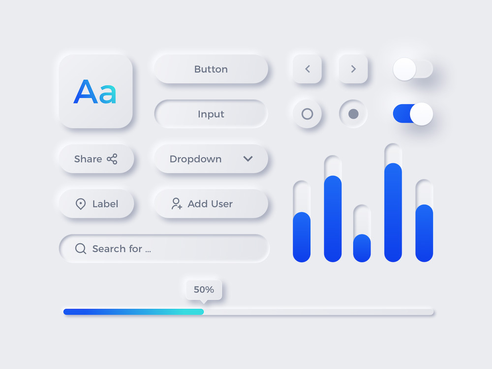 Screenshot of some Neumorphic design elements