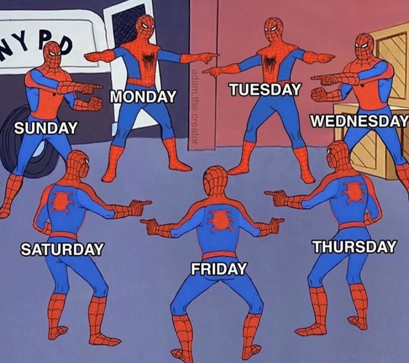 Spiderman struggling to identify what day it currently is